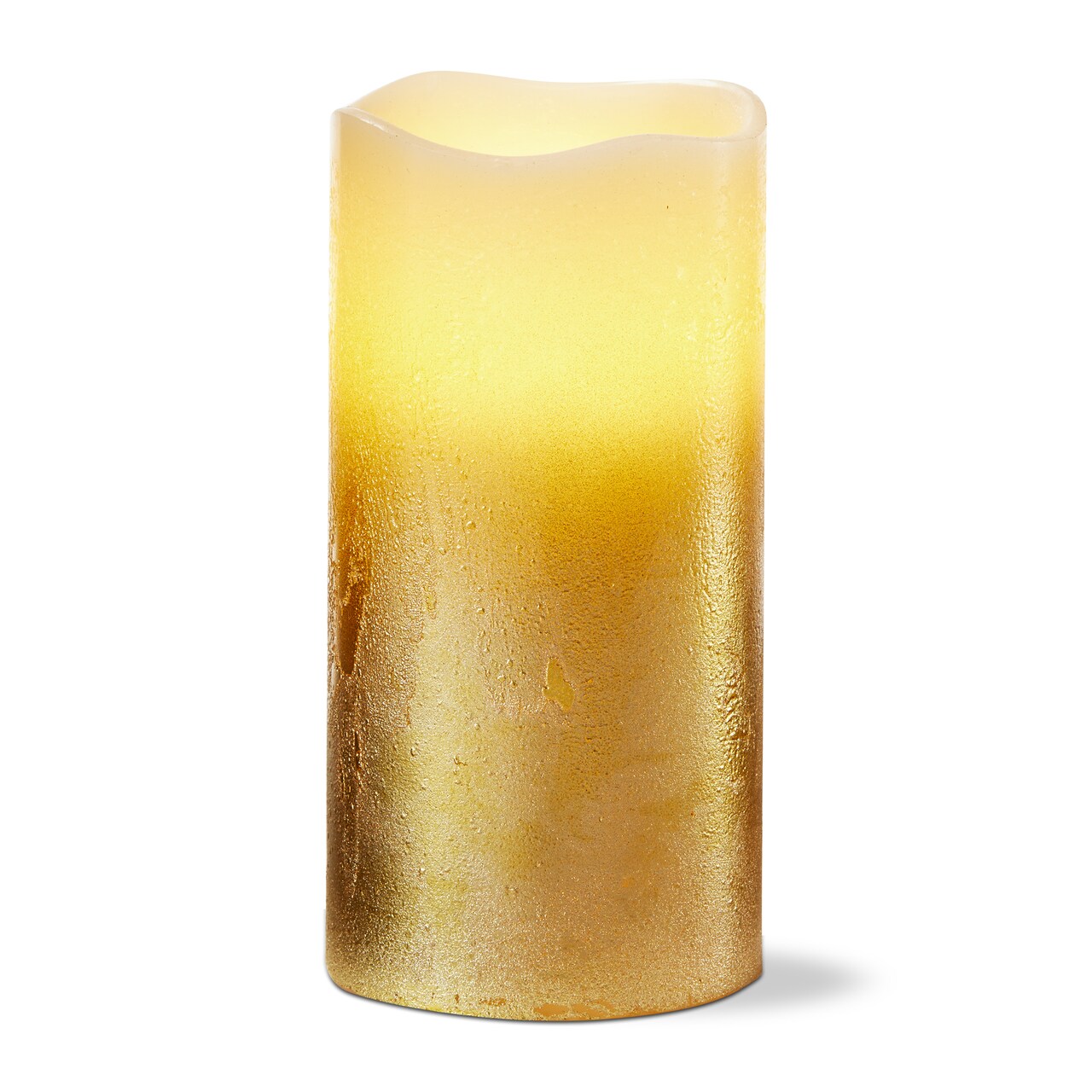 Shimmery Gold LED Flameless Pillar Candle 3x6 Perfect for Everyday Use Wipe Clean 6in H x 3in L x 3in W